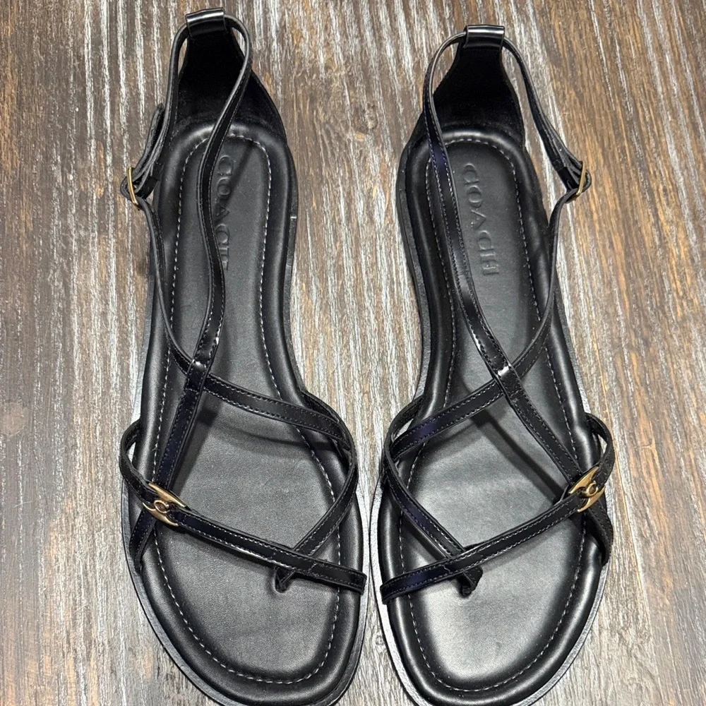 Coach Black Jenni Leather Sandals - Picture 9 of 10